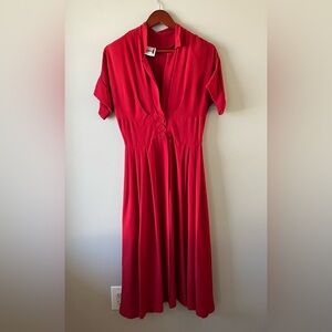 VTG Women's Red Dress-1940s Style-Colonial Brand-4/6 -Classic Romantic Nostalgic